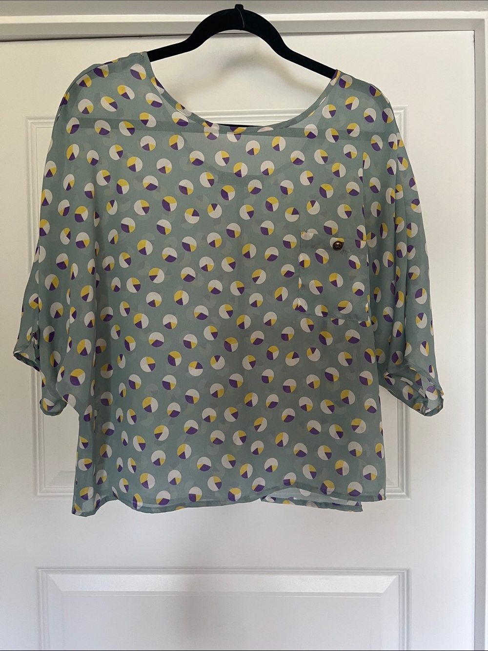 Wish Light Blue Geometric Dot Blouse